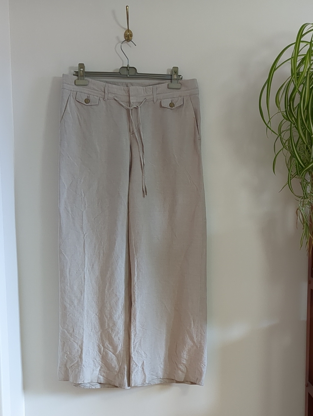 GAP Wide Leg Linen-Blend Pants in Light Beige